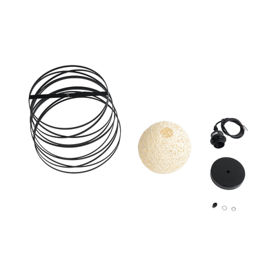 GLOBOSTAR® CARTER 00961 Μοντέρνο Κρεμαστό Φωτιστικό Οροφής με Ντουί 1 x E27 AC 220-240V IP20 - Μαύρο & Μπεζ - Μ32 x Π32 x Υ25cm