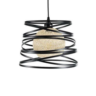 GLOBOSTAR® CARTER 00961 Μοντέρνο Κρεμαστό Φωτιστικό Οροφής με Ντουί 1 x E27 AC 220-240V IP20 - Μαύρο & Μπεζ - Μ32 x Π32 x Υ25cm
