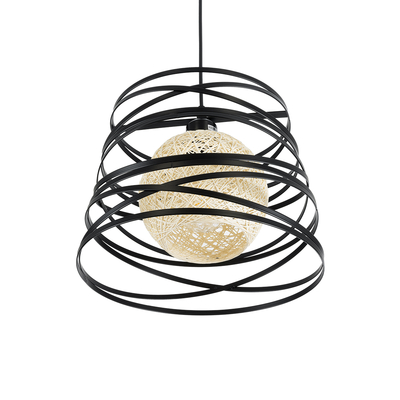 GLOBOSTAR® CARTER 00961 Μοντέρνο Κρεμαστό Φωτιστικό Οροφής με Ντουί 1 x E27 AC 220-240V IP20 - Μαύρο & Μπεζ - Μ32 x Π32 x Υ25cm