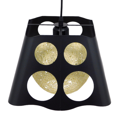 GLOBOSTAR® CARTER 00962 Μοντέρνο Κρεμαστό Φωτιστικό Οροφής με Ντουί 1 x E27 AC 220-240V IP20 - Μαύρο & Μπεζ - Μ28 x Π28 x Υ22cm