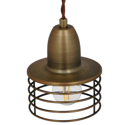 GLOBOSTAR® MANHATTAN 01454 Μοντέρνο Κρεμαστό Φωτιστικό Οροφής με Ντουί 1 x E27 AC 220-240V IP20 - Μπρούτζινο - Μ11 x Π11 x Υ14cm