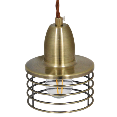 GLOBOSTAR® MANHATTAN 01455 Μοντέρνο Κρεμαστό Φωτιστικό Οροφής με Ντουί 1 x E27 AC 220-240V IP20 - Μπρούτζινο - Μ11 x Π11 x Υ14cm