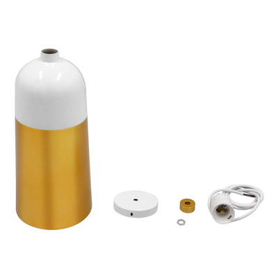 GLOBOSTAR® PALAZZO 01524 Μοντέρνο Κρεμαστό Φωτιστικό Οροφής με Ντουί 1 x E27 AC 220-240V IP20 - Λευκό & Χρυσό - Μ14 x Π14 x Υ34cm