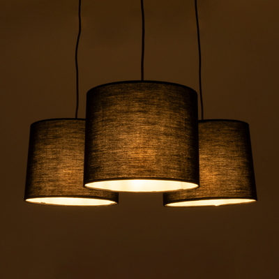 GLOBOSTAR® RAMSON 01525 Μοντέρνο Κρεμαστό Φωτιστικό Οροφής με Ντουί 3 x E27 AC 220-240V IP20 - Μαύρο & Μπεζ - Μ65 x Π65 x Υ20cm