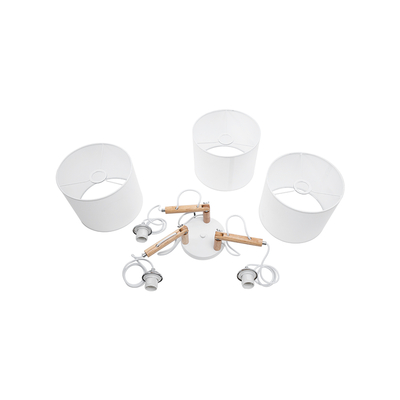 GLOBOSTAR® RAMSON 01526 Μοντέρνο Κρεμαστό Φωτιστικό Οροφής με Ντουί 3 x E27 AC 220-240V IP20 - Λευκό & Μπεζ - Μ65 x Π65 x Υ20cm