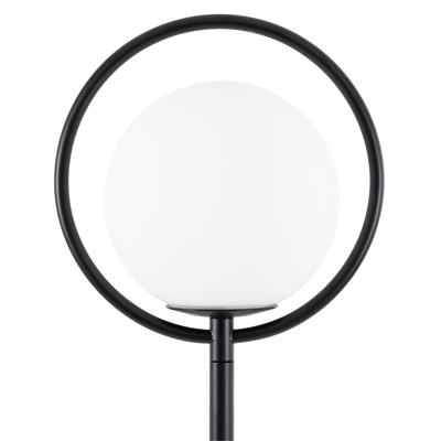 GloboStar® VERSAILLES 01540 Μοντέρνο Επιδαπέδιο Φωτιστικό Μονόφωτο 1 x E27 IP20 Μαύρο Μέταλλο, Λευκό Γυαλί με Γκρι Μάρμαρο - Μ25 x Π25 x Υ150cm