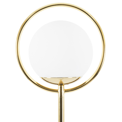 GloboStar® VERSAILLES 01541 Μοντέρνο Επιδαπέδιο Φωτιστικό Μονόφωτο 1 x E27 IP20 Χρυσό Μέταλλο, Λευκό Γυαλί με Γκρι Μάρμαρο - Μ25 x Π25 x Υ150cm