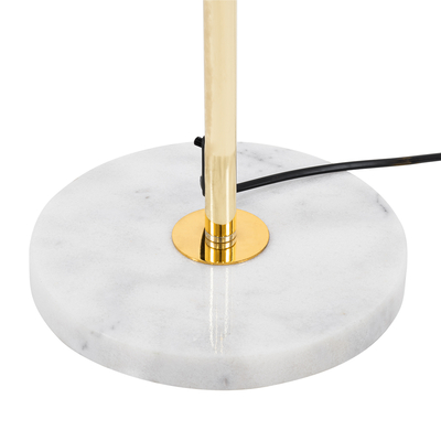 GloboStar® VERSAILLES 01541 Μοντέρνο Επιδαπέδιο Φωτιστικό Μονόφωτο 1 x E27 IP20 Χρυσό Μέταλλο, Λευκό Γυαλί με Γκρι Μάρμαρο - Μ25 x Π25 x Υ150cm