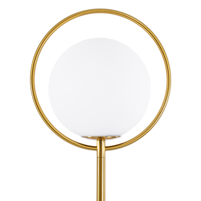 GloboStar® VERSAILLES 01543 Μοντέρνο Επιδαπέδιο Φωτιστικό Μονόφωτο 1 x E27 IP20 Χρυσό Μέταλλο, Λευκό Γυαλί με Γκρι Μάρμαρο - Μ35 x Π35 x Υ170cm