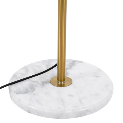 GloboStar® VERSAILLES 01543 Μοντέρνο Επιδαπέδιο Φωτιστικό Μονόφωτο 1 x E27 IP20 Χρυσό Μέταλλο, Λευκό Γυαλί με Γκρι Μάρμαρο - Μ35 x Π35 x Υ170cm