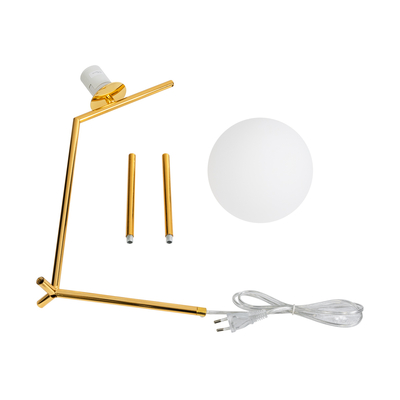 GLOBOSTAR® ELFIS 01551 Μοντέρνο Επιτραπέζιο Φωτιστικό Πορτατίφ με Ντουί 1 x E27 AC 220-240V IP20 - Χρυσό & Λευκό - Μ15 x Π15 x Υ53cm