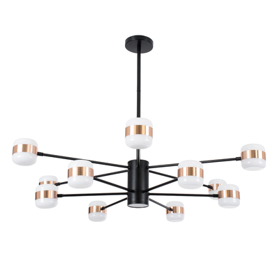 GLOBOSTAR® ORNATE 01553 Μοντέρνο Φωτιστικό Οροφής LED 104W 8320lm 360° AC 220-240V IP20 Φυσικό Λευκό 4500K - Lumileds SMD Chip - Μαύρο & Χάλκινο - Μ65 x Π65 x Υ70cm - 2 Χρόνια Εγγύηση