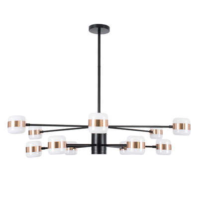 GLOBOSTAR® ORNATE 01553 Μοντέρνο Φωτιστικό Οροφής LED 104W 8320lm 360° AC 220-240V IP20 Φυσικό Λευκό 4500K - Lumileds SMD Chip - Μαύρο & Χάλκινο - Μ65 x Π65 x Υ70cm - 2 Χρόνια Εγγύηση