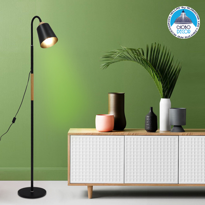 GLOBOSTAR® RIBBON 01585 Μοντέρνο Επιδαπέδιο Φωτιστικό με Ντουί 1 x E27 AC 220-240V IP20 - Μαύρο & Μπεζ - Μ13 x Π13 x Υ164cm