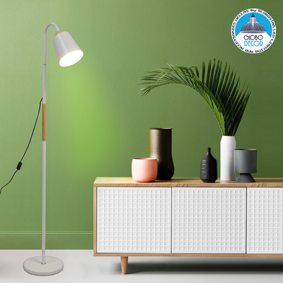 GLOBOSTAR® RIBBON 01586 Μοντέρνο Επιδαπέδιο Φωτιστικό με Ντουί 1 x E27 AC 220-240V IP20 - Λευκό & Μπεζ - Μ13 x Π13 x Υ164cm