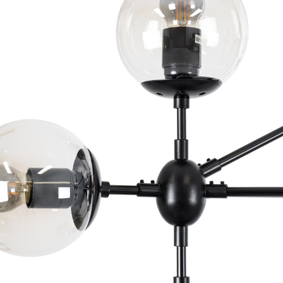 GLOBOSTAR® SENTINEL 01636 Μοντέρνο Φωτιστικό Οροφής με Ντουί 10 x E27 AC 220-240V IP20 - Μαύρο & Διάφανο - Μ105 x Π80 x Υ90cm