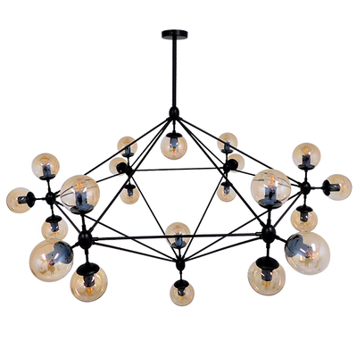 GLOBOSTAR® SENTINEL 01638 Μοντέρνο Φωτιστικό Οροφής με Ντουί 21 x E27 AC 220-240V IP20 - Μαύρο & Μελί - Μ170 x Π170 x Υ136cm