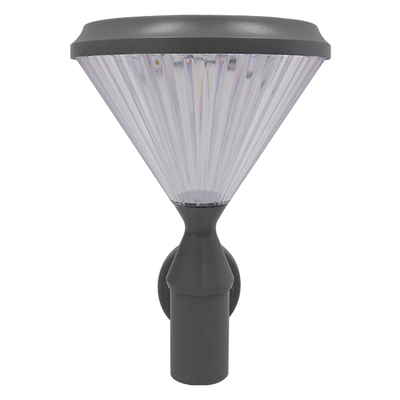 GLOBOSTAR® SOLARTIS 12125 Φωτιστικό Κολωνάκι Κήπου LED 10W 1000lm 180° με Ενσωματωμένο Φωτοβολταϊκό Panel 6V 5W & Επαναφορτιζόμενη Μπαταρία Li-ion 3.2V 6000mAh με Αισθητήρα Ημέρας-Νύχτας Αδιάβροχο IP65 Ψυχρό Λευκό 6000K - Γκρι Ανθρακί - Μ26 x Π26 x Υ37cm - 2 Χρόνια Εγγύηση
