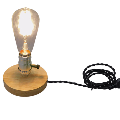 GloboStar® NOX 91046 Μοντέρνο Επιτραπέζιο Φωτιστικό Πορτατίφ Μονόφωτο 1 x E27 IP20 Μπεζ Ξύλο με Ασημί Μέταλλο - Μ12 x Π12 x Υ10.6cm