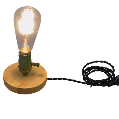 GloboStar® NOX 91049 Μοντέρνο Επιτραπέζιο Φωτιστικό Πορτατίφ Μονόφωτο 1 x E27 IP20 Μπεζ Ξύλο με Μαύρο Μέταλλο - Μ12 x Π12 x Υ10.6cm