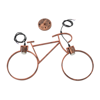 GLOBOSTAR® BIKE 00868 Vintage Κρεμαστό Φωτιστικό Οροφής με Ντουί 2 x E27 AC 220-240V IP20 - Χάλκινο - Μ67 x Π3.5 x Υ41cm