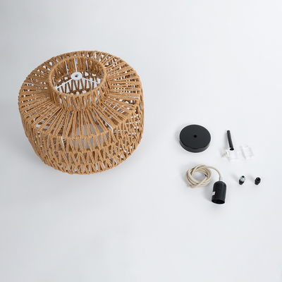 GLOBOSTAR® JENSON 00909 Boho Κρεμαστό Φωτιστικό Οροφής με Ντουί 1 x E27 AC 220-240V IP20 - Μπεζ - Μ33 x Π33 x Υ28cm