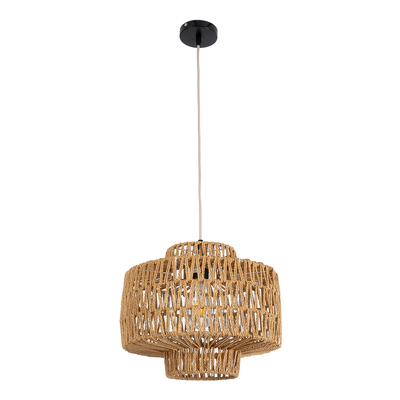 GLOBOSTAR® JENSON 00909 Boho Κρεμαστό Φωτιστικό Οροφής με Ντουί 1 x E27 AC 220-240V IP20 - Μπεζ - Μ33 x Π33 x Υ28cm