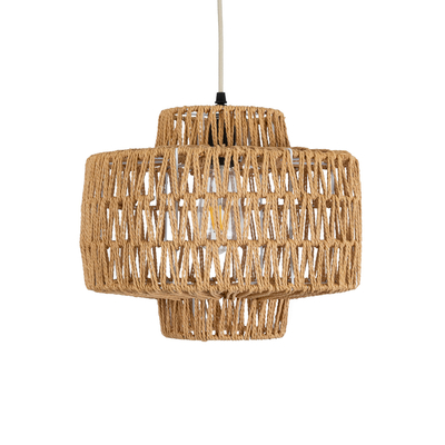 GLOBOSTAR® JENSON 00909 Boho Κρεμαστό Φωτιστικό Οροφής με Ντουί 1 x E27 AC 220-240V IP20 - Μπεζ - Μ33 x Π33 x Υ28cm