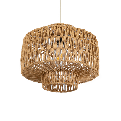 GLOBOSTAR® JENSON 00909 Boho Κρεμαστό Φωτιστικό Οροφής με Ντουί 1 x E27 AC 220-240V IP20 - Μπεζ - Μ33 x Π33 x Υ28cm