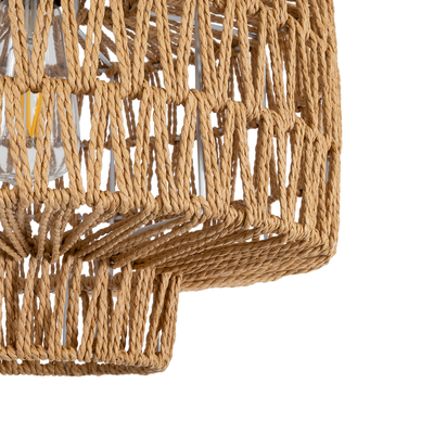 GLOBOSTAR® JENSON 00909 Boho Κρεμαστό Φωτιστικό Οροφής με Ντουί 1 x E27 AC 220-240V IP20 - Μπεζ - Μ33 x Π33 x Υ28cm