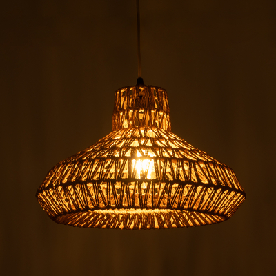 GLOBOSTAR® JENSON 00910 Boho Κρεμαστό Φωτιστικό Οροφής με Ντουί 1 x E27 AC 220-240V IP20 - Μπεζ - Μ38 x Π38 x Υ24cm