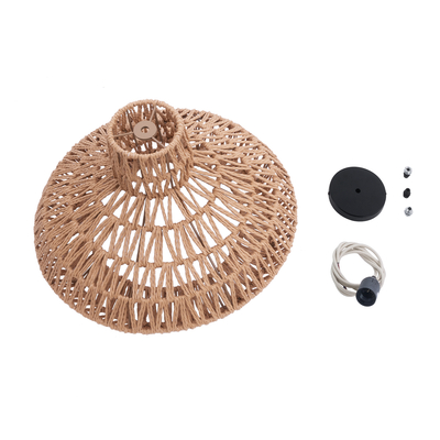 GLOBOSTAR® JENSON 00910 Boho Κρεμαστό Φωτιστικό Οροφής με Ντουί 1 x E27 AC 220-240V IP20 - Μπεζ - Μ38 x Π38 x Υ24cm