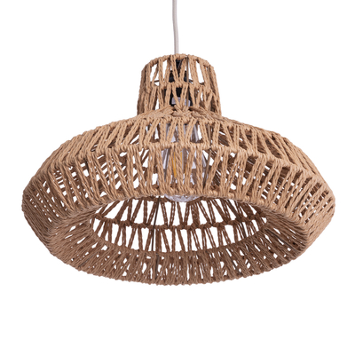 GLOBOSTAR® JENSON 00910 Boho Κρεμαστό Φωτιστικό Οροφής με Ντουί 1 x E27 AC 220-240V IP20 - Μπεζ - Μ38 x Π38 x Υ24cm