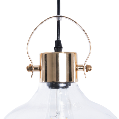 GLOBOSTAR® JAVER 00933 Vintage Κρεμαστό Φωτιστικό Οροφής με Ντουί 1 x E27 AC 220-240V IP20 - Διάφανο & Ροζ Χρυσό - Μ24.5 x Π24.5 x Υ25cm