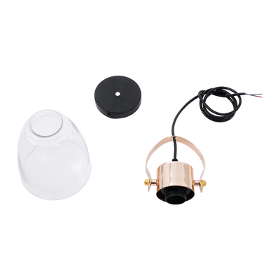 GLOBOSTAR® JAVER 00934 Vintage Κρεμαστό Φωτιστικό Οροφής με Ντουί 1 x E27 AC 220-240V IP20 - Διάφανο & Ροζ Χρυσό - Μ14.5 x Π14.5 x Υ28cm