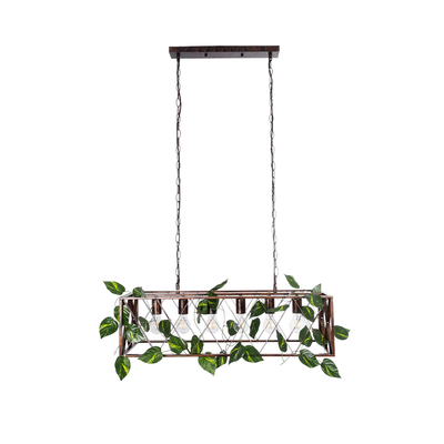 GLOBOSTAR® CLARITY 00963 Vintage Κρεμαστό Φωτιστικό Οροφής με Ντουί 6 x E27 AC 220-240V IP20 - Χάλκινο Εφέ Σκουριάς & Πράσινο - Μ78 x Π25 x Υ22cm