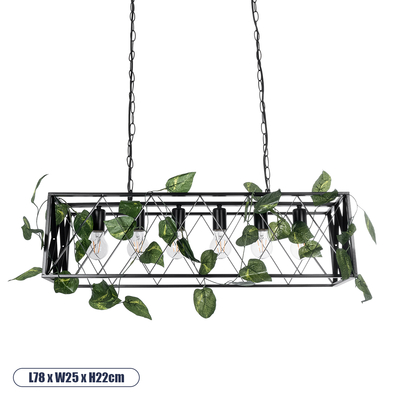 GLOBOSTAR® CLARITY 00964 Vintage Κρεμαστό Φωτιστικό Οροφής με Ντουί 6 x E27 AC 220-240V IP20 - Μαύρο & Πράσινο - Μ78 x Π25 x Υ22cm