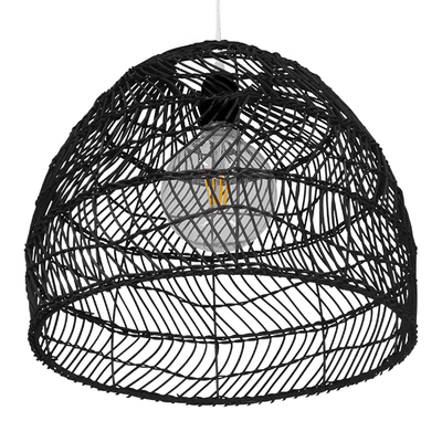 GLOBOSTAR® MALIBU 00969 Boho Κρεμαστό Φωτιστικό Οροφής με Ντουί 1 x E27 AC 220-240V IP20 - Μαύρο - Μ40 x Π40 x Υ35cm