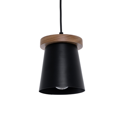 GLOBOSTAR® LANA 01424 Μοντέρνο Κρεμαστό Φωτιστικό Οροφής με Ντουί 1 x E27 AC 220-240V IP20 - Μαύρο & Καφέ - Μ13 x Π13 x Y17cm