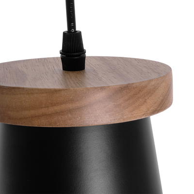 GLOBOSTAR® LANA 01424 Μοντέρνο Κρεμαστό Φωτιστικό Οροφής με Ντουί 1 x E27 AC 220-240V IP20 - Μαύρο & Καφέ - Μ13 x Π13 x Y17cm