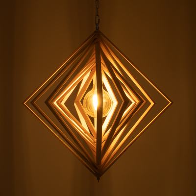 GLOBOSTAR® OCTAVE 01431 Μοντέρνο Κρεμαστό Φωτιστικό Οροφής με Ντουί 1 x E27 AC 220-240V IP20 - Μπεζ - Μ64 x Π64 x Y66cm