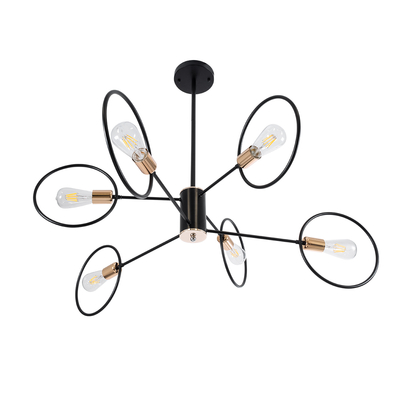 GLOBOSTAR® NEXUS 01446 Μοντέρνο Φωτιστικό Οροφής με Ντουί 6 x E27 AC 220-240V IP20 - Μαύρο & Χάλκινο - Μ105 x Π105 x Υ70cm