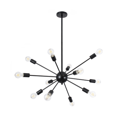 GLOBOSTAR® MILANO 01486 Μοντέρνο Φωτιστικό Οροφής με Ντουί 12 x E27 AC 220-240V IP20 - Μαύρο - Μ80 x Π80 x Υ80cm