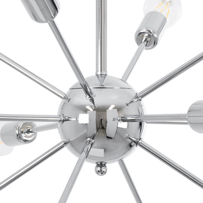 GLOBOSTAR® MILANO 01487 Μοντέρνο Φωτιστικό Οροφής με Ντουί 12 x E27 AC 220-240V IP20 - Ασημί - Μ80 x Π80 x Υ80cm