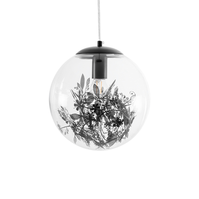 GLOBOSTAR® HARPER 01512 Μοντέρνο Κρεμαστό Φωτιστικό Οροφής με Ντουί 1 x E27 AC 220-240V IP20 - Διάφανο & Μαύρο - Μ25 x Π25 x Υ30cm