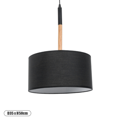 GLOBOSTAR® BRONX 01517 Μοντέρνο Κρεμαστό Φωτιστικό Οροφής με Ντουί 1 x E27 AC 220-240V IP20 - Μαύρο & Μπεζ - Μ35 x Π35 x Υ50cm