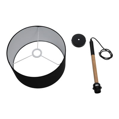 GLOBOSTAR® BRONX 01517 Μοντέρνο Κρεμαστό Φωτιστικό Οροφής με Ντουί 1 x E27 AC 220-240V IP20 - Μαύρο & Μπεζ - Μ35 x Π35 x Υ50cm