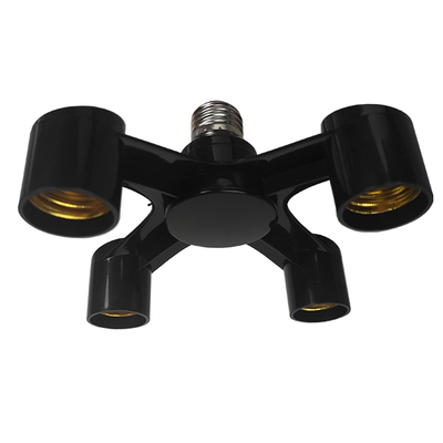 GloboStar® 78978 Πλαστικός Αντάπτορας Μετατροπέας από 1xE27 Ντουί σε 4xE27 Ντουί Μαύρο