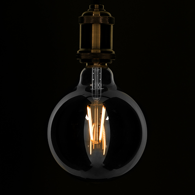 GLOBOSTAR® BUBBLE 99073 Λάμπα E27 G125 LED 8W 800lm 360° AC 220-240V IP20 Θερμό Λευκό 2700K Dimmable - Long Filament Chip - Μαύρο Φιμέ - Μ12.5 x Π12.5 x Υ17.8cm - 3 Χρόνια Εγγύηση