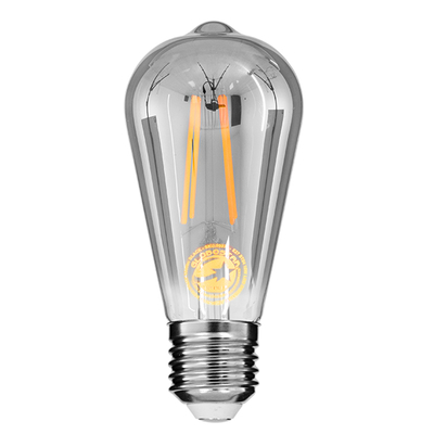 GLOBOSTAR® PEAR 99077 Λάμπα E27 ST64 LED 10W 1000lm 360° AC 220-240V IP20 Θερμό Λευκό 2700K Dimmable - Long Filament Chip - Μαύρο Φιμέ - Μ6.4 x Π6.4 x Υ14.5cm - 3 Χρόνια Εγγύηση
